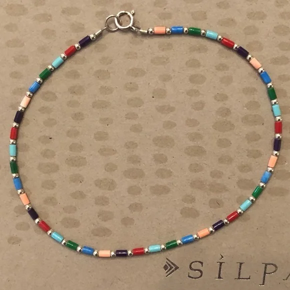 Rare Vintage Silpada Sterling Silver Multi-Color Anklet A1076 - Picture 2 of 3
